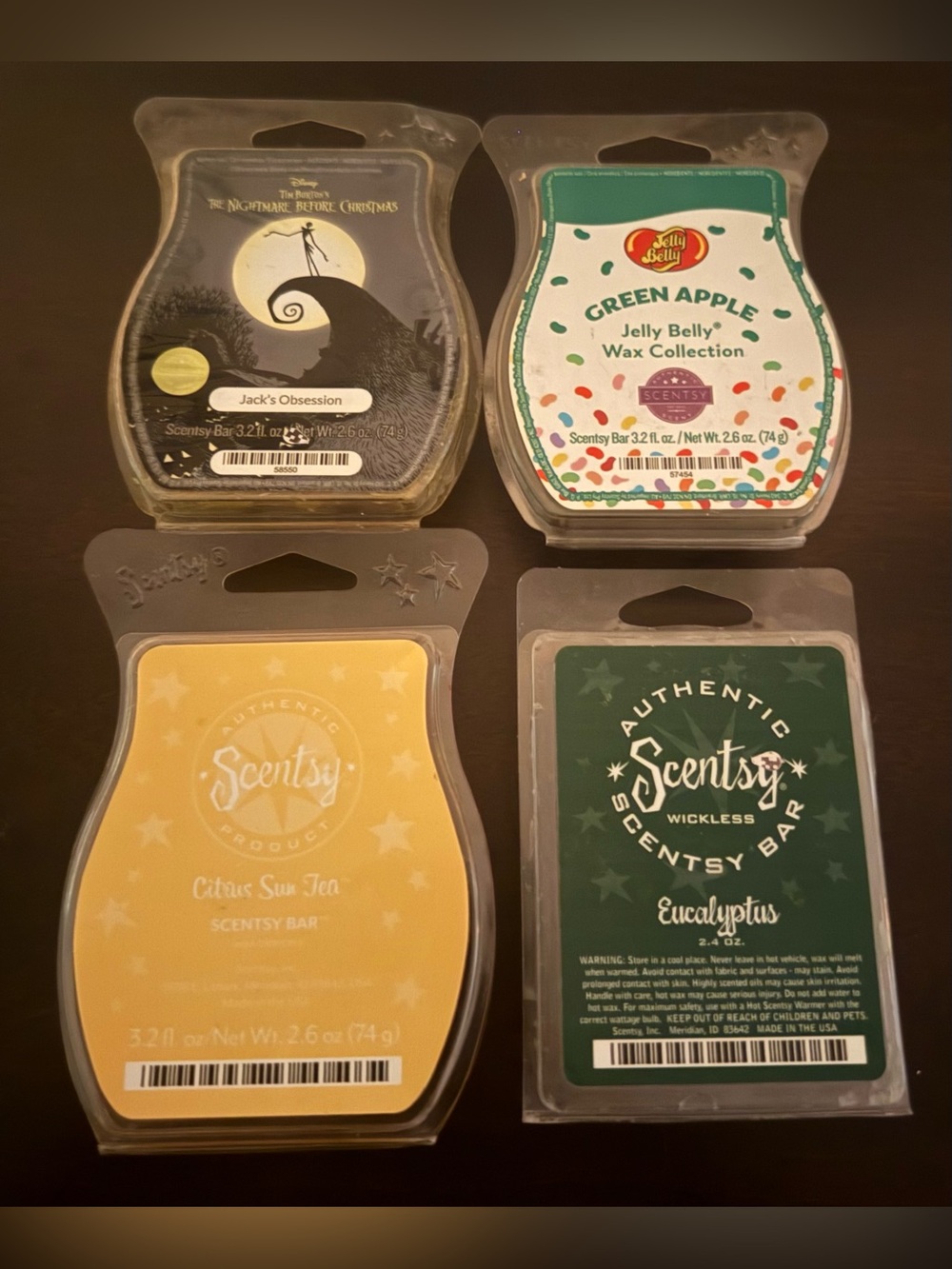 Scentsy Wax Bars Lot of 4 Jack's Obsession Green Apple Citrus Sun Tea Eucalyptus - Picture 2 of 3